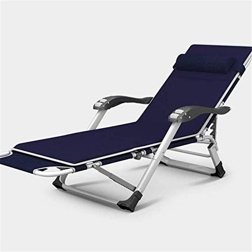 Leichte Schaukelliege, Sonnenliege, Verstellbarer marineblauer Stuhl, Gartenmöbel, Klappbett für den Strand, Pool, Außenterrasse, Garten, Campingfüße, Stahlquadrate (Größe: mit Kissen) Present