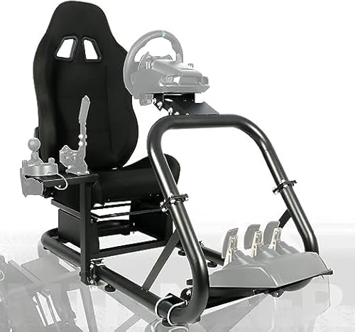 Minneer Rennsimulator Cockpit mit schwarzem Sitz Kompatibel mit Logitech G29 G920 G923, Thrustmaster248PS T248 T300RS, 50MM，Gewichtskapazität 400 lbs, einstellbar, nur Ständer