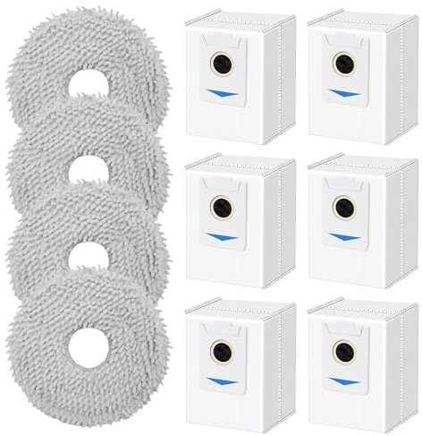 Fixbetter Kit di Accessori di Ricambio per Ecovacs Deebot X2 Omni aspirapolvere Robot, 4 Panni per mocio, 6 Sacchetti per la Polvere