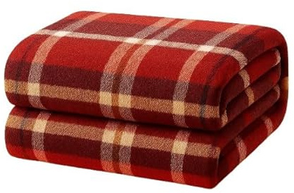 Corredocasa Plaid in Pile Extra Morbido e Soffice con Elegante Trama Scozzese Made in Italy - Leggero e Confortevole - Coperta Perfetta per Divano, (Arancio/Rosso, Matrimoniale 210x240)