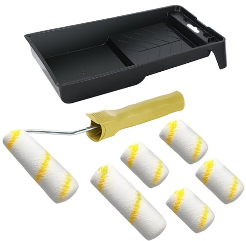 8pcs Kit Rodillo Para Pintar Paredes, Kit de Rodillo Pintura, Rodillo Pintura Pared,Kit Pintar Pared Kits de Herramientas de Pintura con Bandeja,Brocha Pintura para Decoración del Hogar