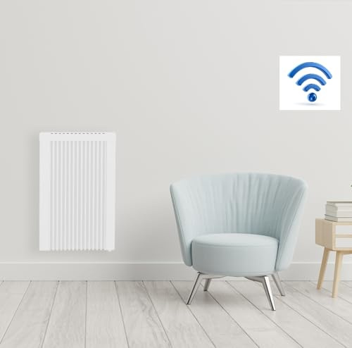 anapont Premium elvärme med W-Lan-appstyrning – elradiator med minnessten chamotte – med termostat – energibesparande – tillverkad i Tyskland (630 mm hög 650 watt)