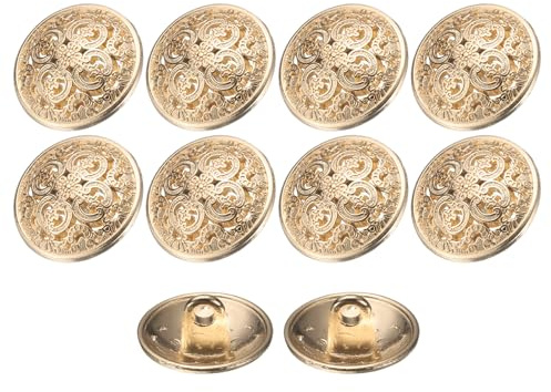 QUARKZMAN 10pcs 24L Botones Redondos De Metal Huecos 15mm 5/8 Tono Dorado