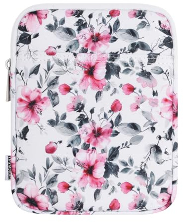 Dadanism 6-7 Inch Padded Sleeve for 7 Kindle Colorsoft Signature Edition and All-New Kindle Paperwhite, Protective Pouch Bag Carrying Case for 6 K-indle/K-indle Oasis/Kobo E-Reader, Pink Flower