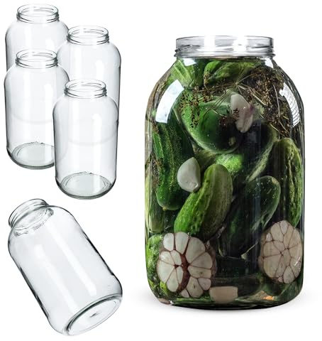 KADAX 4er Set Einmachgläser 4L, Ohne Deckel – Konservengläser für Gurken, Kombucha & Kimchi | Fermentieren, Einlegen & Einkochen