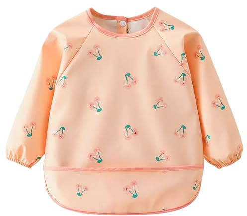ChAusa Bavoir Manches Longues Bebe, Matière Douce et Agréable à la Peau Tablier Bebe pour Manger, Bavoirs Bebe Imperméable pour Manger Jouer Peindre Pour Bébés, Infants en Bas âge et Jeunes