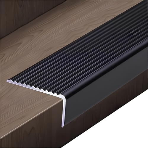 Treppenkantenprofil Treppenprofil L-Form, Alu Stufen-Kantenprofil, Für Veranda/Treppen/Stufen, Wasserdichte Treppenkantenschutz(Black,W30mm)