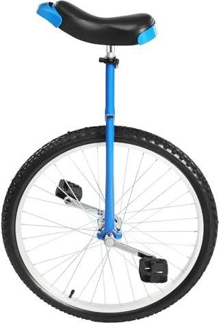 BJTDLLX Monocycle 24 pouces pour adultes, hauteur réglable 91,44 à 101,6 cm, pour entraînement d'équilibre de fitness et en plein air, avec cadre monocycle, vélo sûr, capacité de charge de 70 kg (bleu