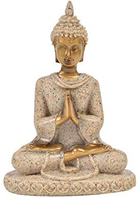 Comimark 1Pcs Handmade Meditation Buddha Statue Sandstone Sculpture Figurine