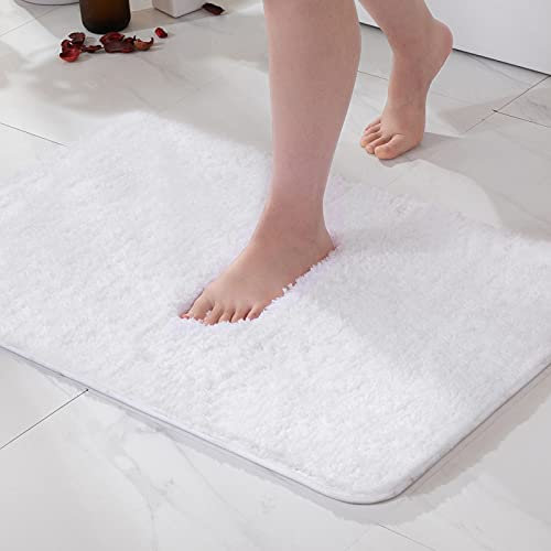 MIULEE Badematte Weiche Badteppich rutschfest Badvorleger Fußmatte Badzimmermatte Bettvorleger Flauschig Teppich Badezimmerteppich Duschmatte für Bade & Wohnzimmer Schlafzimmer 50x80 cm Weiß