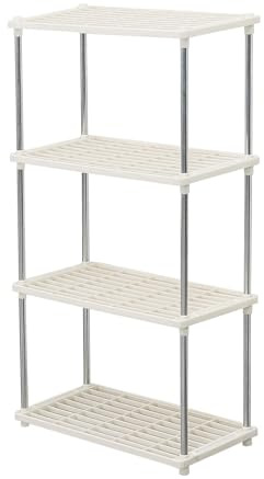 Holdfiturn 4 Tier Storage Shelving Unit 80.5x41x22cm Storage Shelf Multipurpose Metal Modern Small Storage Rack for Pantry Kitchen Livingroom Bathroom