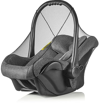 reer Insektennetz für Babyschalen JETZT AUCH FÜR LIEGEFUNKTION, Moskitonetz passend für alle Modelle wie Maxi Cosi, schwarz, Extra groß, 87011