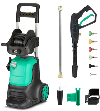 Amazon Basics Nettoyeurs haute pression filaires, 2200 W, max 145 bar, max débit : 500 l/h, vert