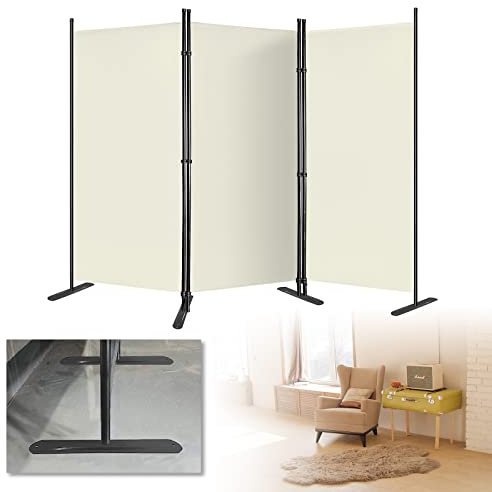ACXIN Skärm, rumsavdelare, insynsskydd, skiljevägg, 275 x 180 cm, 3 delar, insynsskyddsvägg, väggskärm, vikbar, trädgård, kontor, rumsavdelare, skärmvägg (beige)