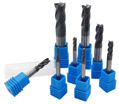ASZLBYM 8 Stück HSS CNC Schaftfräser Drehmaschine Set 2-12 mm, 4 Flöte Hartmetall Spiralfräser Fräser Drehbohrwerkzeug,Drill End Mill 2/3/4/5/6/8/10/12 mm.
