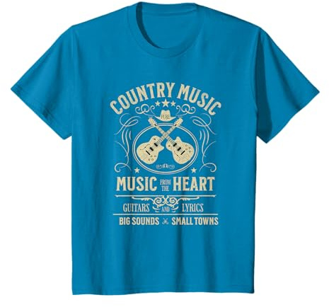 Country Music From The Heart Guitare vintage rétro Western T-Shirt