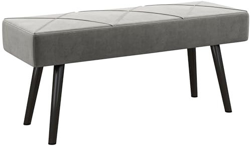 HOMCOM Banc Bout de lit Banquette Banc en Tissu Velours Cadre en Acier - 100 x 36 x 45 cm - Gris