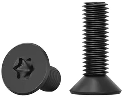 Drenky 20 Stück M5 x 20mm Senkkopfschrauben Torx Schwarz Edelstahl A2 V2A Maschinenschrauben Standard Quincunx Senkkopf Schrauben Vollgewindeschrauben für Maschinenausrüstung und Wohnmöbel, Schwarz