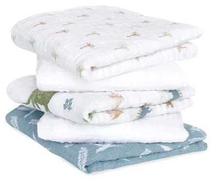 Aden + Anais Essentials Baumwoll-Musselin-Quadrate Dino Dschungel, 5 Stück