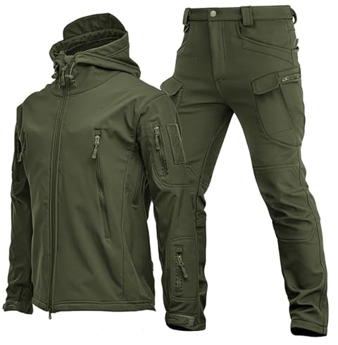 DUHENWU Uniformi Tattiche da Uomo Militari Impermeabili Set Tuta da Combattimento dell'Esercito Set da 2 Pezzi Giacca Softshell Pantaloni Abbigliamento da Caccia Giacca da Lavoro e Pantaloni Tuta