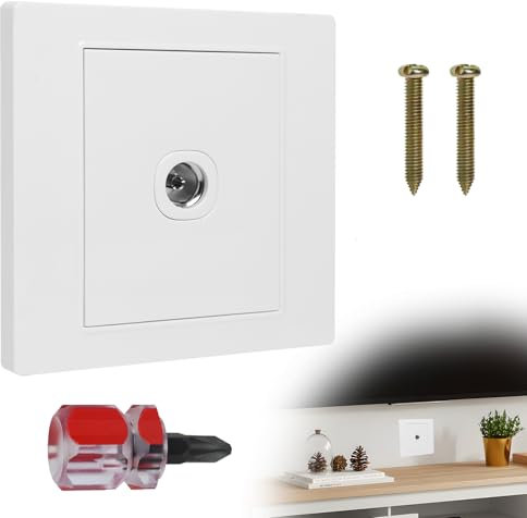 LUCTHY TV Aerial Socket Coax Wall Faceplate – Single TV/FM Coaxial Aerial Wall Socket Plate Outlet – 50/60HZ Aerial Junction – Flame Retardant Materials for Reliable TV and FM Radio Connections