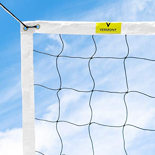 VERMONT Regulation Volleyball Net – Official 32ft x 3ft Size – Durable 2mm Polyethylene Twine with Cord Headline for Indoor & Outdoor Use