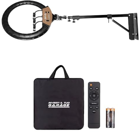 Led anello ring dimmerabile + telecomando+ staffa braccio parete soffitto 360° barber shop estetista salone 2700k-6500 k