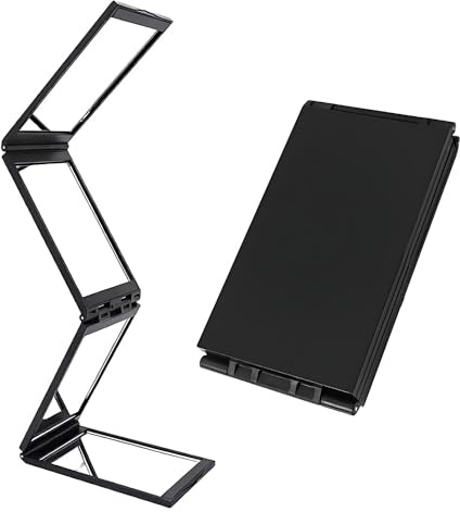 TONGIHS 2 Stück 360 Grad Spiegel, Faltbarer Taschenspiegel, Selbsthaarschneidespiegel für Männer, Tragbarer Makeup Klappspiegel, für Haarschnitt, Rasieren, Schminken, Haarstyling (1 groß, 1 klein)