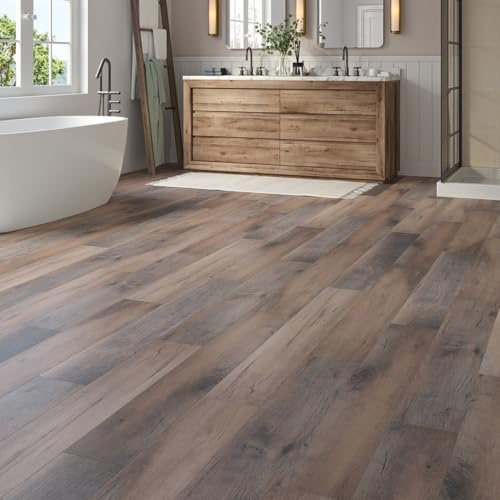 LVT Luxury Vinyl Tile Plank Flooring Waterproof Click Fit Wood Effect LVT Floor 2.196m² Coverage Per Pack | Office, Hallway, Kitchen, Dining Room Flooring Pack (Aged Oak)