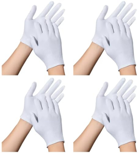 YAZWUR Gants blancs en coton blanc pour enfants, filles et garçons, 4 paires, Gants pour déguisement, costume et cérémonie, Gants formels pour fête, poignet, white gloves (Blanc)