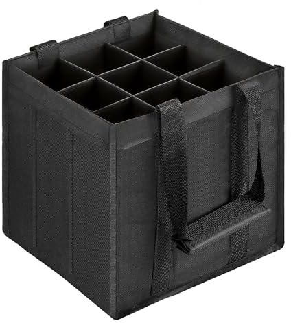 xolear Mäns handväska öl, flaskväska 1,5 l, filt flaskhållare Con ASA Plegable Con Separadores para presenter för män, öl presenter för män, Svart-9, 27 × 27 × 27 cm, Resehandtag väska