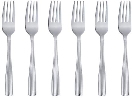 GRÄWE Lino, 6 tenedores de postre, acero inoxidable, modernos, tenedores para tartas, tenedores pequeños de acero inoxidable, tenedores de postre, tenedores pequeños, juego de 6