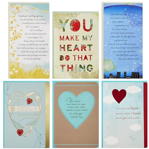 Hallmark flirtning/dating/kärlekssortiment (6 kort och 6 kuvert)