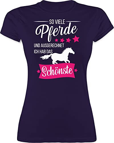 Shirt Damen - So viele Pferde und ich hab das schönste weiß - XXL - Lila - Reiter Sachen pferdesprüchen ausgerechnet t- Shirts reitshirt pferdeliebhaberin tishrtt REIT t-Shirt