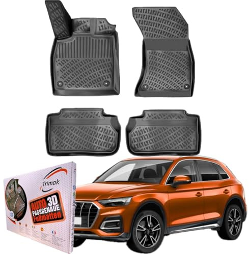 Trimak Passgenau 3D Fussmatten Auto Kompatibel mit Audi Q5 FY ab 2017 **Nicht geeignet für Q5 Sportback (seit 2021)** Auto Zubehör 1. und 2. Reihe Gummimatten Autos TPE Allwetter Geruchlos