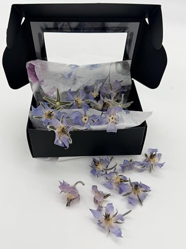 Edible Flower Freshly Preserved Freeze-dried Borage| 0.2 oz, 30+ Dried Edible Flowers | Edible Flowers for Cakes | Edible Flowers for Cocktails | Edible Flower Garnish | Dried Flowers For Floral Tea