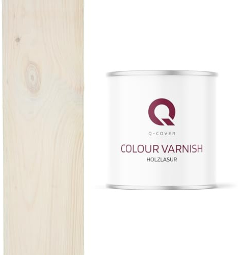 Q-Cover Holzlasur Weiß 2.5L (ca.13m²-1 Anstrich) Satin Holzschutz Holzschutzlasur Lasur Wasserbasierte Innen Außen Lasur Abperleffekt Für Holz