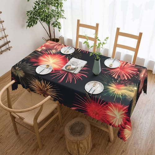 YQxwJL Bella tovaglia rettangolare con stampa di fuochi d'artificio 137 x 182 cm tovaglie senza pieghe per tavolo da pranzo cucina