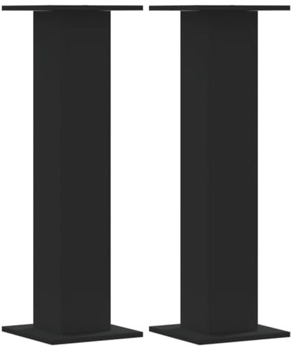 ** vidaXL Speaker Stands HiFi Floor Stand - Black Engineered Wood - Large Top Surface - Hollow Design for Sand Filling - 95 cm Height, Set of 2