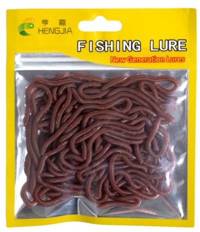 LYEAA 50 señuelos de lombrices de Tierra de simulación de 3.150 in, Cebo Artificial de Gusano de Sangre de PVC, señuelo de Pesca Realista para Carpa, Trucha, lubina