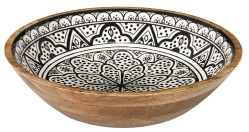 HOME DECO FACTORY, KA0571, Saladier en Manguier Dune Noir, Design Moderne et élégant, Parfait pour Servir salades et Plats variés, diamètre 33 cm, Couleur Noir