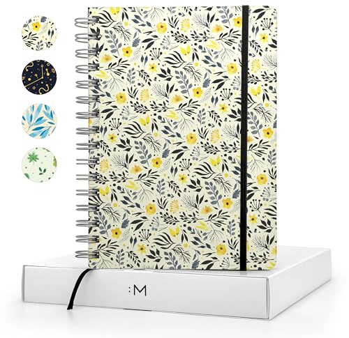 MINIMAL Cuaderno A5 Punteado Tapa Dura - Libreta A5 Lilies - Bullet Journal A5 - Notebook A5 para Diario Personal, Lettering - Bloc de notas hojas blancas - Libretas bonitas Patterns Collection