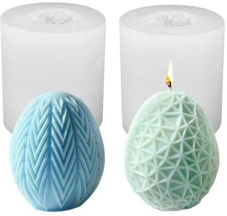 Junhui Stampo in Silicone per Pasqua, 2 Pezzi Stampi per Uova in Silicone, Uova Stampo Candela, 3D Forma di Uova Stampo per Uova di Pasqua per Cioccolato, Pasqua Regali