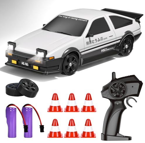 BuzzoXerex RC Drift Car, Mini Macchina Telecomandata Drift, 1/24 4WD Auto Telecomandata con Luce LED, 18km/h, Auto Giocattolo per Adulti e Bambini di Età Superiore agli 6 Anni (Bianco)