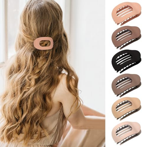 TTPSRY 6 Stück Haarklammern für Damen Haarspange Flach Flat Claw Clip Haarklammer Rutschfestes Hair Clip Haar Halt Haarschmuck für Frauen Mädchen Dickes Dünnes Haar Styling-Haarspangen (Set A)