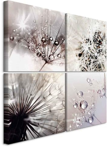 murando - Quadri Moderni Acustici per Soggiorno, Soffioni, 40x40 cm | (4 pz. 20x20 cm ognuno), Quadro Moderno Acustico, Pannelli Fonoassorbenti Decorativi, Protegge da Rumori, Produzione Europea