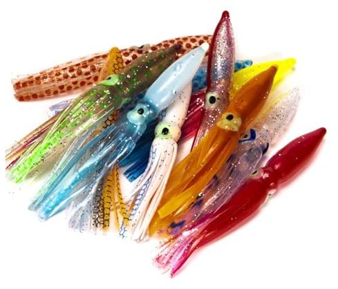 20 esche da pesca a forma di calamaro, esche morbide per pesca in acqua salata, esche artificiali per pesca a traina