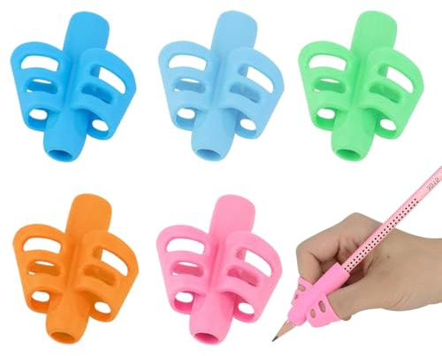 YUVKIN 5 Pezzi Aiuto per la Scrittura per Bambini, Strumento di Correzione della Postura di Scrittura, Impugnature per Matite in Silicone, Gommino per Impugnare la Matita, Impugnatura Penna