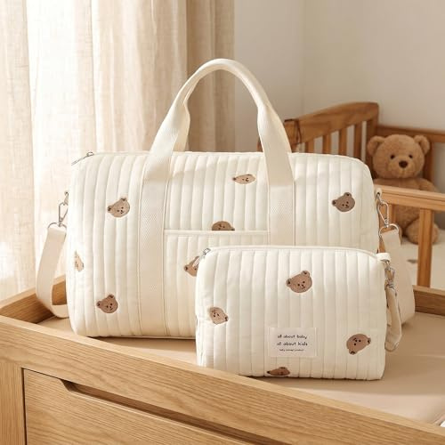 HINATDD Sac à Langer Bebe Bandoulière avec Petit Sac, Sac de Maternité Multi Poches, Sac à Langer Bandouliere, Sac de Voyage Femme avec Ceinture Ajustable pour Hôpital, Voyages
