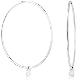 TOUS Pendientes de Aro de Plata de Primera Ley para Mujer con Motivo de 4 cm y Cierre Criolla, Elegante y Versátil, Colección Tous Bear